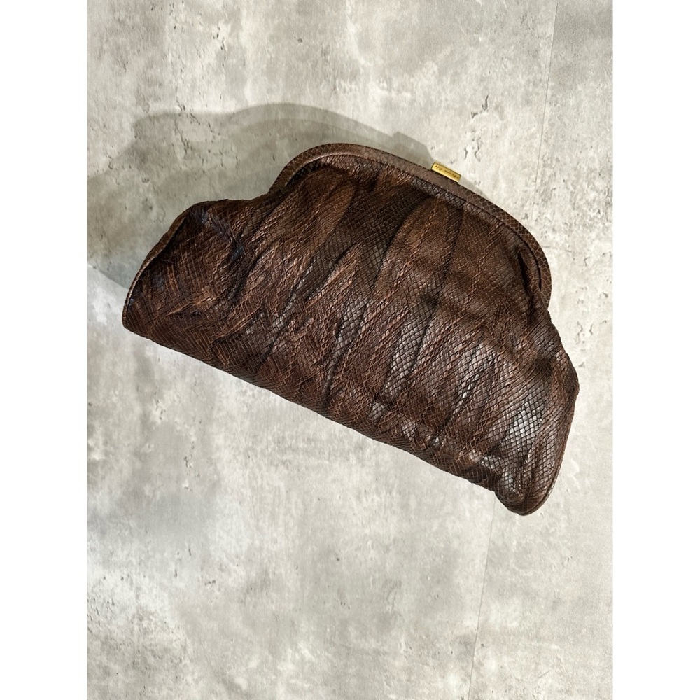 Vintage‎ Kenneth Cole snakeskin leather foldover clutch bag